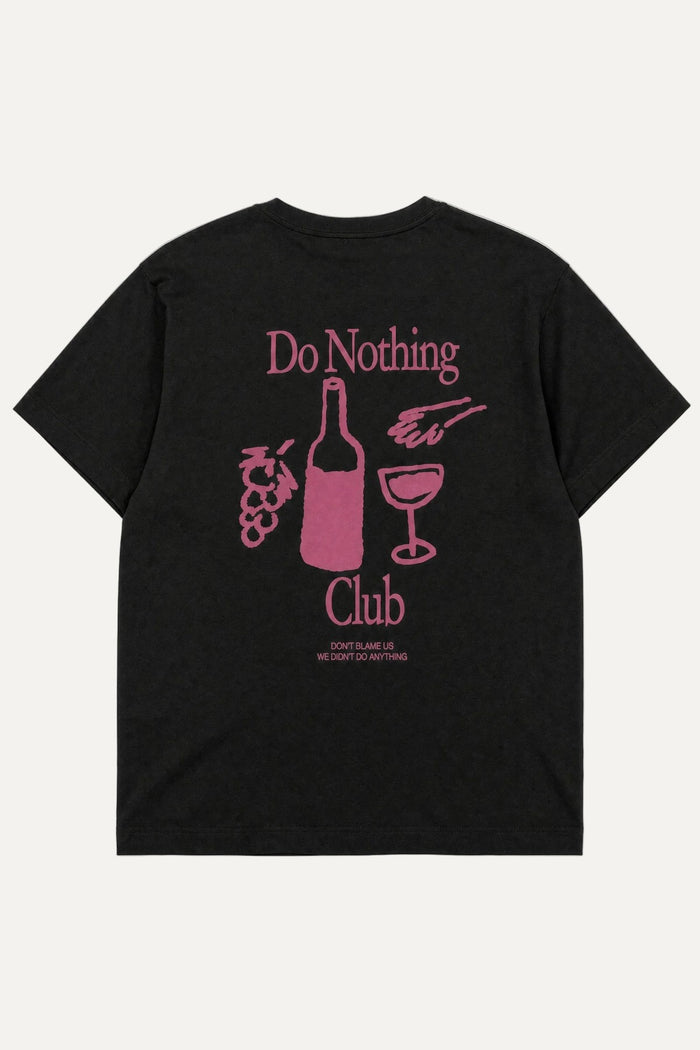 do nothing club black Unisexe T-shirt with fuchsia print