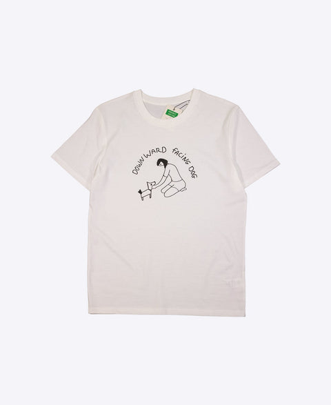 downward facing dog white organic cotton t-shirt te koop bij Almost Summer Amsterdam 10350