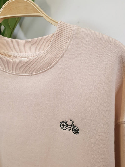 fiets mini misty pink organic cotton womens sweater te koop bij Almost Summer Amsterdam 10497