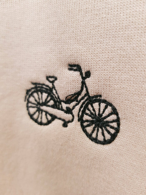 fiets mini misty pink organic cotton womens sweater te koop bij Almost Summer Amsterdam 10497