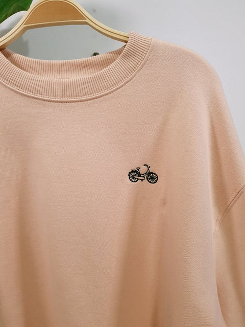 fiets mini misty pink organic cotton womens sweater te koop bij Almost Summer Amsterdam 10497