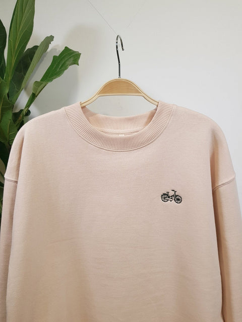 fiets mini misty pink organic cotton womens sweater te koop bij Almost Summer Amsterdam 10497