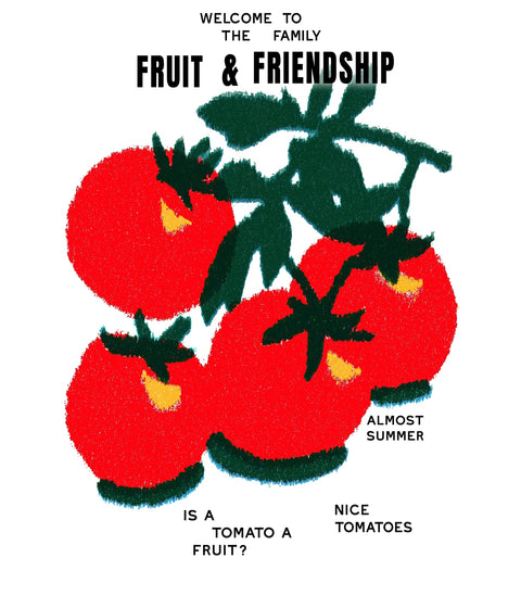 Fruit and Friendship Tomatoes organic cotton oversized t-shirt