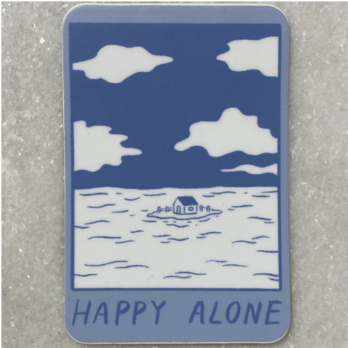 Happy Alone (Blue Skies) Vinyl Sticker te koop bij Almost Summer Amsterdam 10835