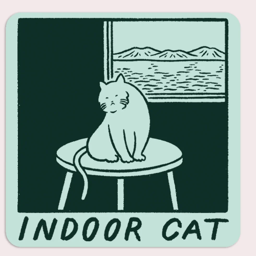 Indoor Cat (Satoshi) Vinyl Sticker te koop bij Almost Summer Amsterdam 10927