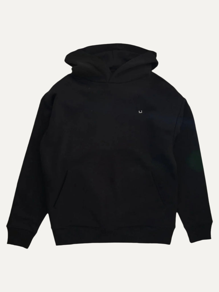Micro smiley hoodie black unisex organic cotton te koop bij Almost Summer Amsterdam 10272