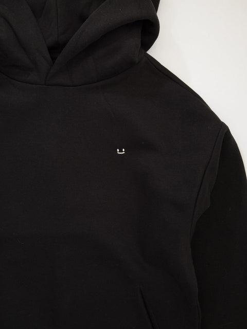 Micro smiley hoodie black unisex organic cotton te koop bij Almost Summer Amsterdam 10272