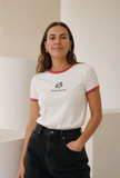 Teach me joy womens Ringer Tee organic cotton