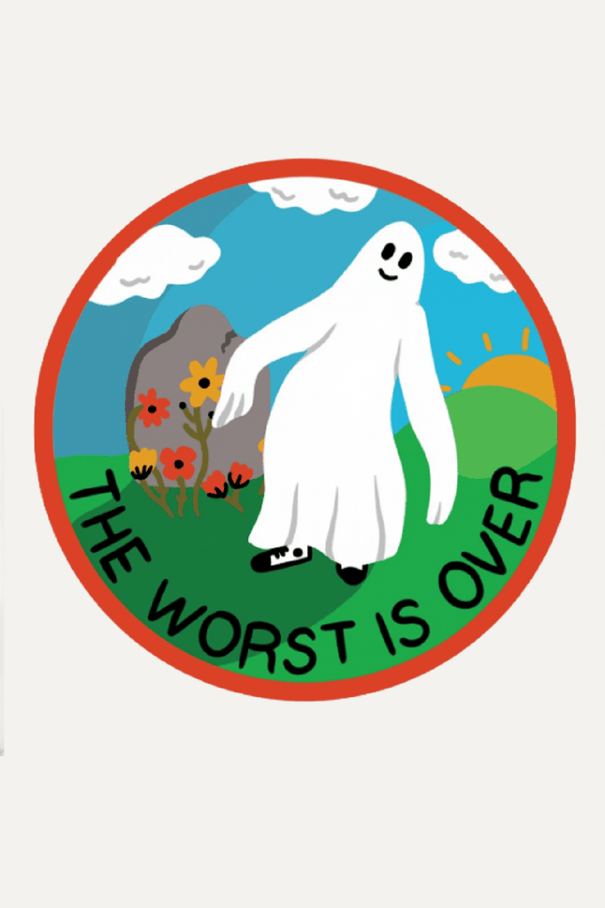The Worst is Over Vinyl Sticker te koop bij Almost Summer Amsterdam 10185