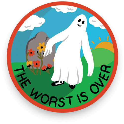 The Worst is Over Vinyl Sticker te koop bij Almost Summer Amsterdam 10185