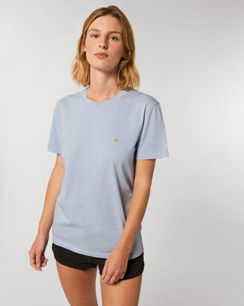 yellow dot G. Dyed Aged Serene Blue Unisex Tees te koop bij Almost Summer Amsterdam STTU831C5311L