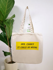 100 percent chance it could go wrong premium tote bag te koop in de webshop van Almost Summer Amsterdam