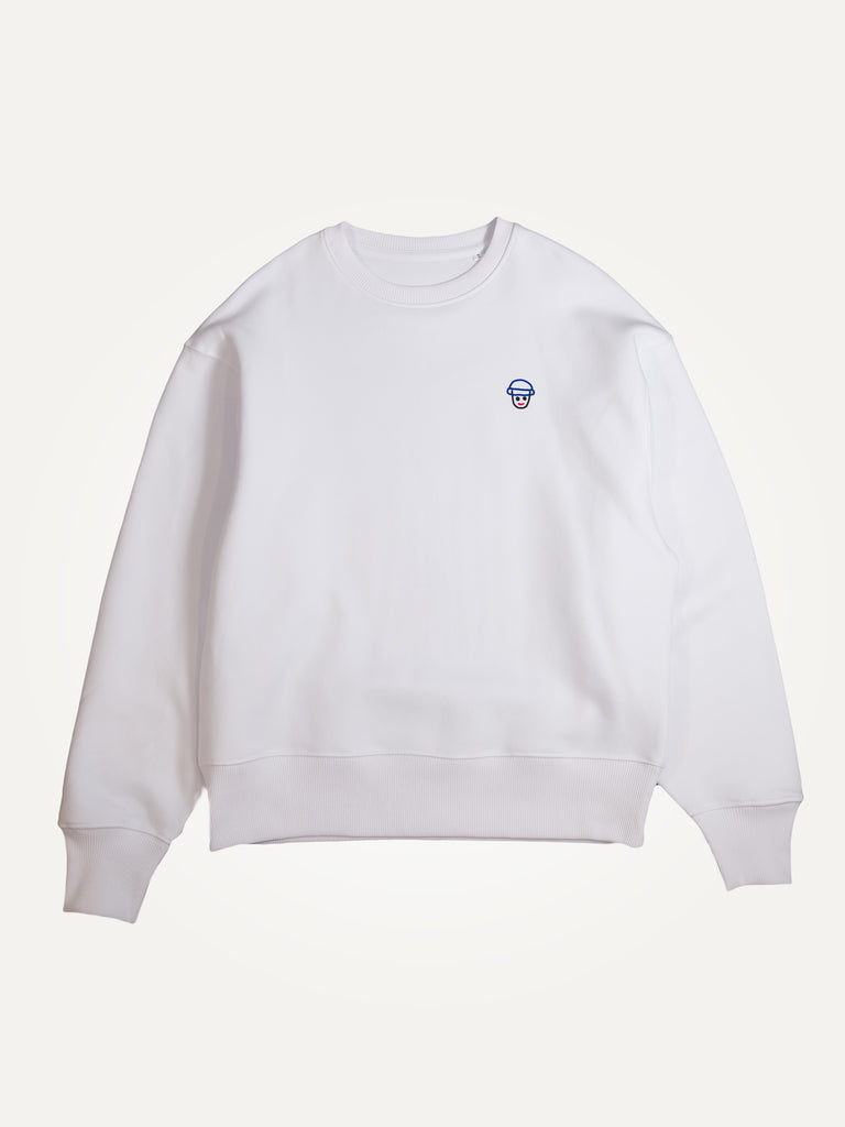 beanieman white organic cotton loose fit sweater