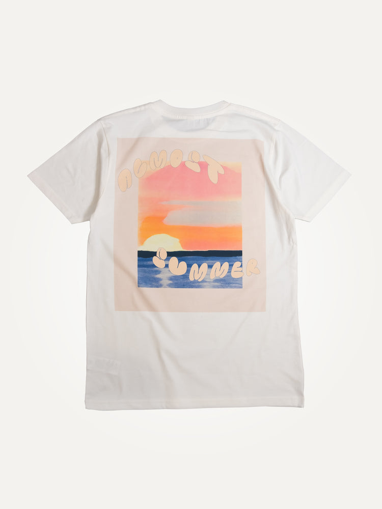 almost summer sunset border unisex organic cotton t-shirt