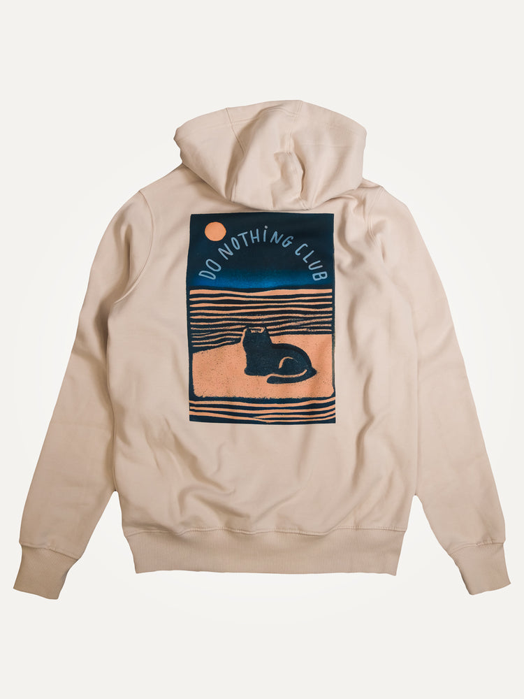 do nothing cat organic cotton sand hoodie