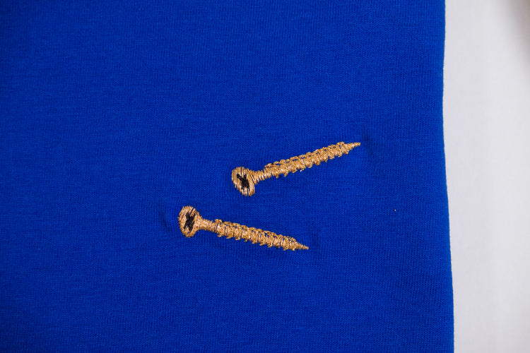 screw neck worker blue organic cotton tshirt