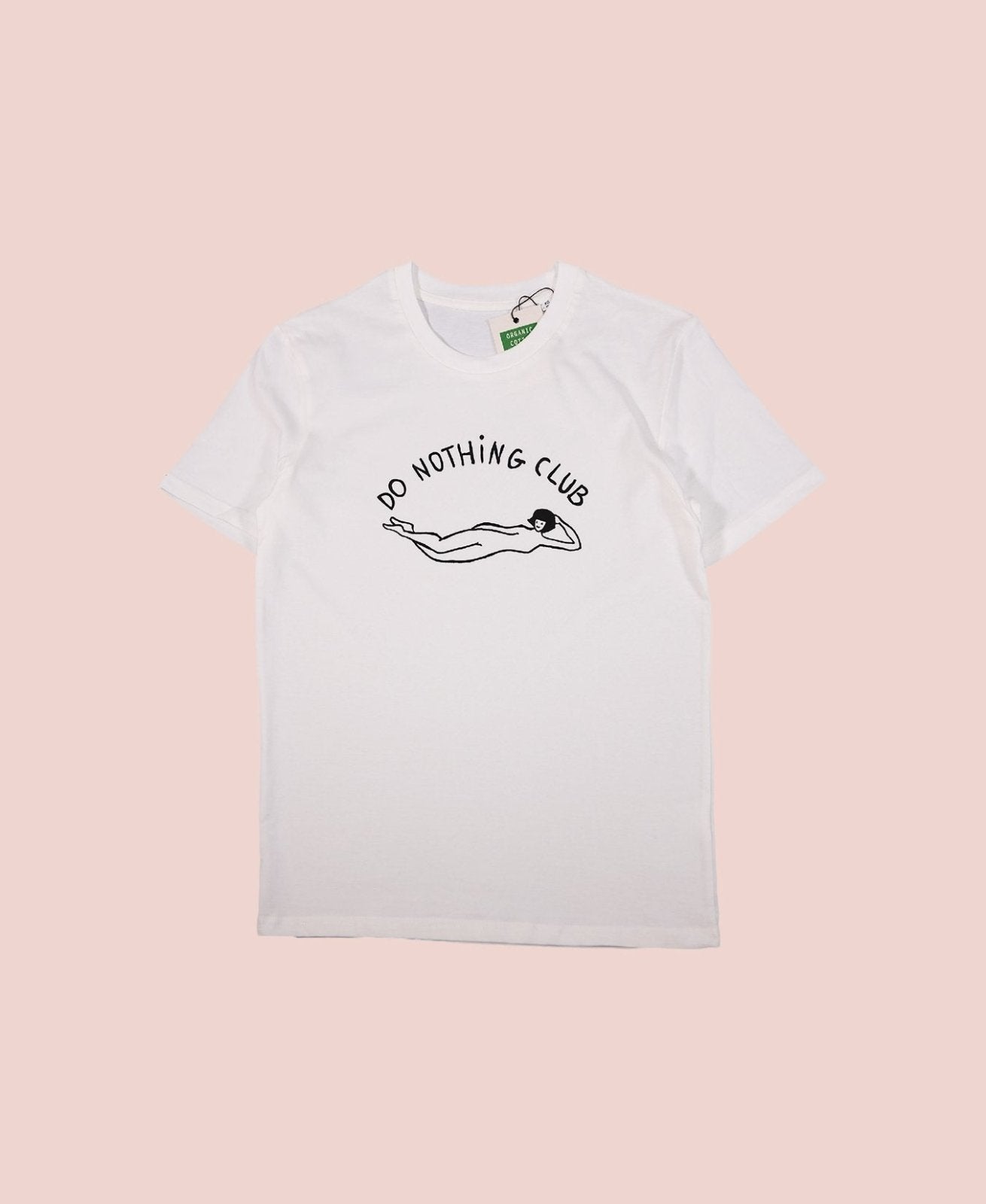 DO NOTHING GIRL white organic cotton unisex t-shirt te koop in de webshop van Almost Summer Amsterdam
