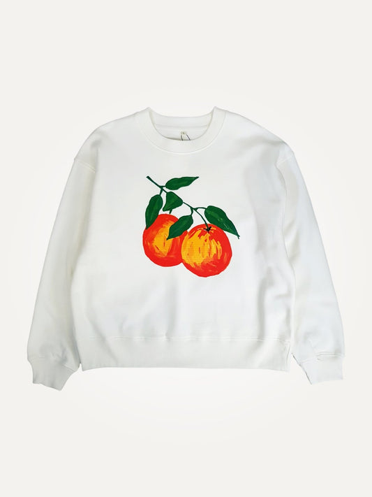oranges white organic cotton womens sweater te koop in de webshop van Almost Summer Amsterdam