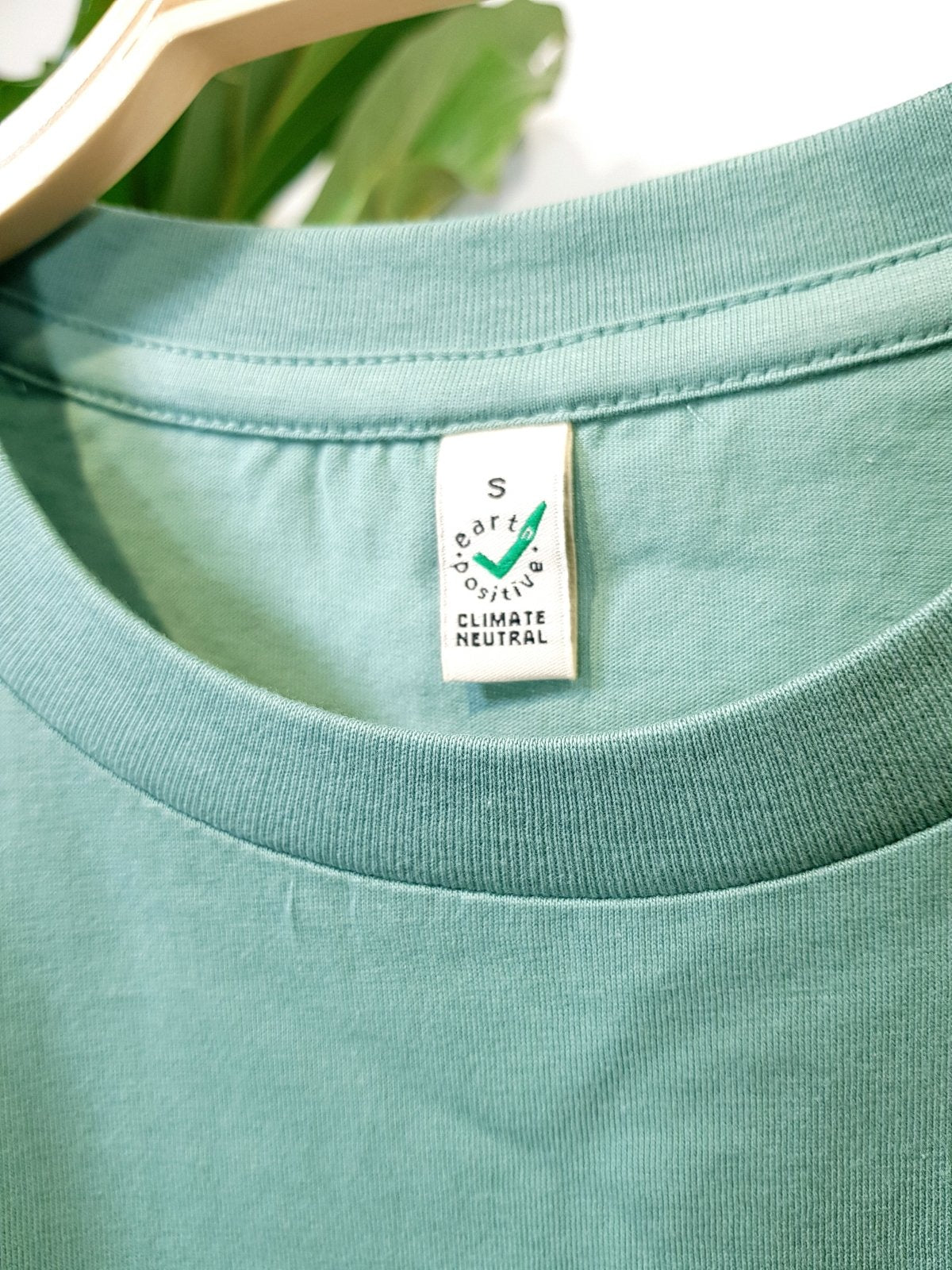 pannenkoekplant sage green unisex organic t-shirt te koop in de webshop van Almost Summer Amsterdam