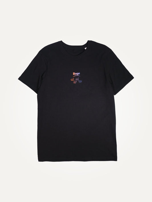 Rage glow puppy unisex black organic cotton t-shirt te koop in de webshop van Almost Summer Amsterdam