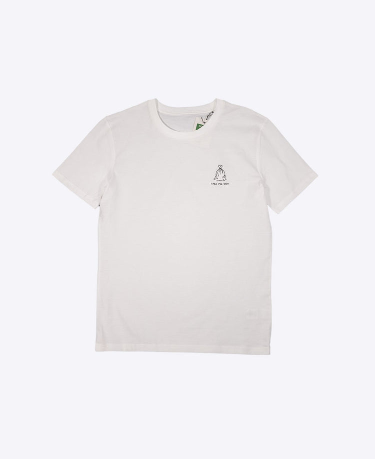 Take me out off white organic cotton t-shirt te koop in de webshop van Almost Summer Amsterdam